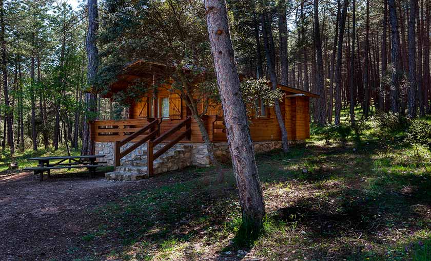 cabaña de madera estándar en llano de los conejos